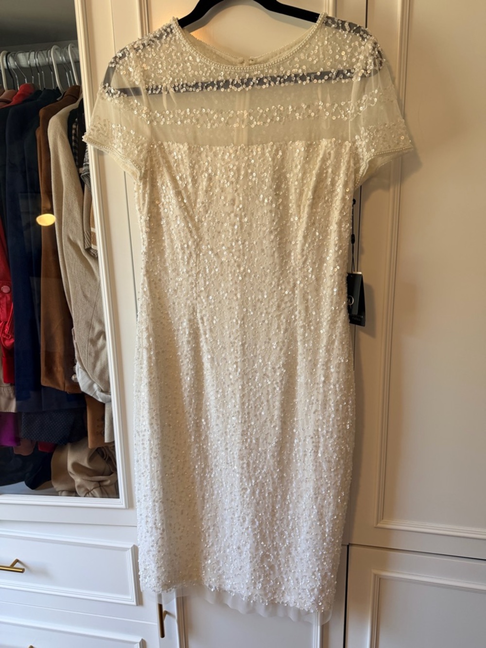 Adrianna Papell Ivory Sequin Midi Dress